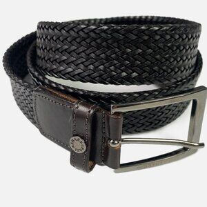 Paul & Shark Belt Woven Leather 100/38" Brown Braided Italy Dress